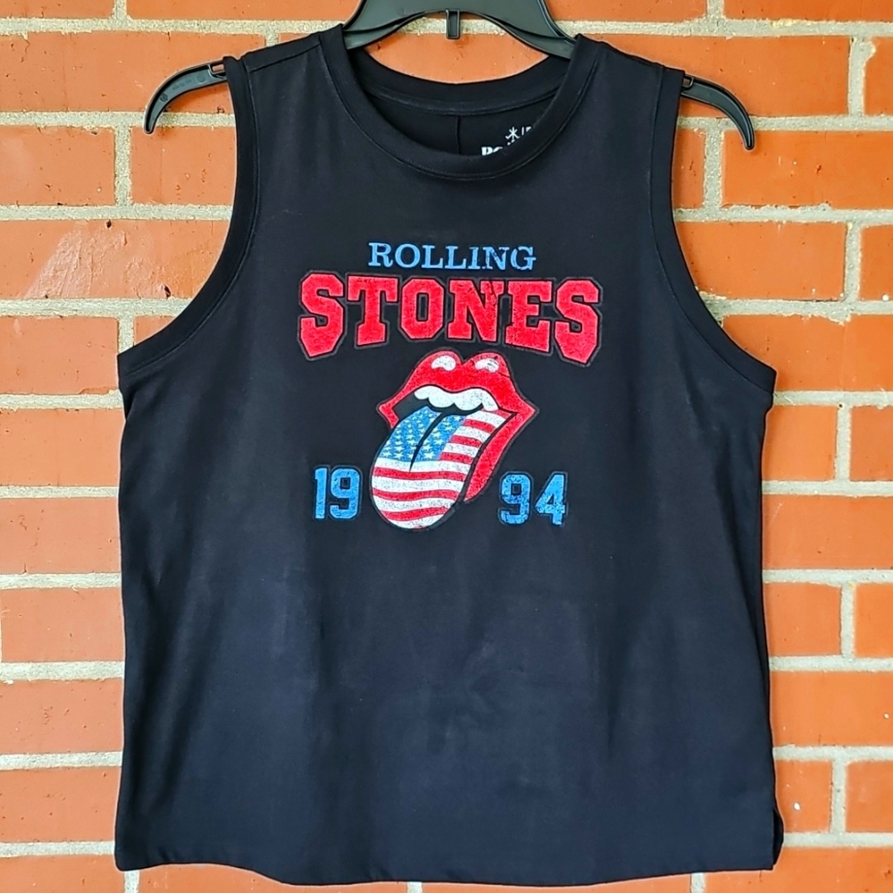 Rolling Stones Black Graphic Muscle Tee